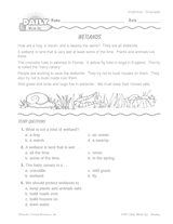 Geography Reading Warm-Up: Wetlands